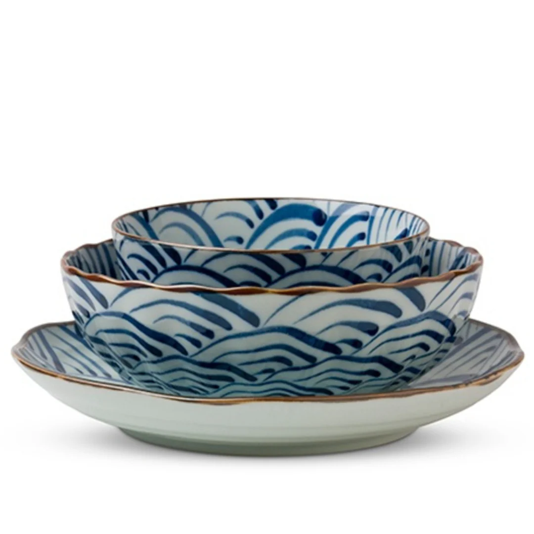 Seikai Nami Blue Ocean Waves Series Ceramics