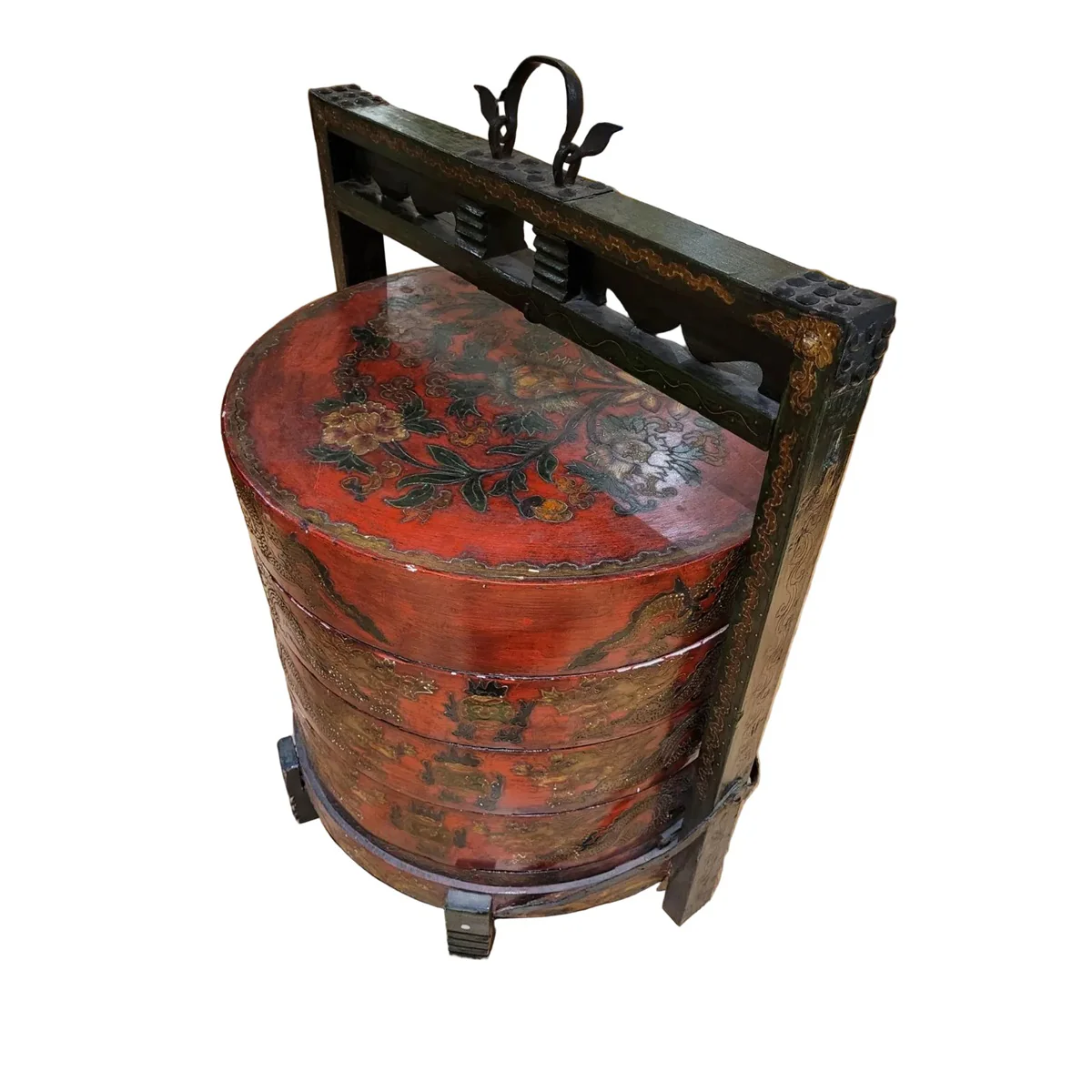 Antique Round Mongolian Wedding Basket - Image 2