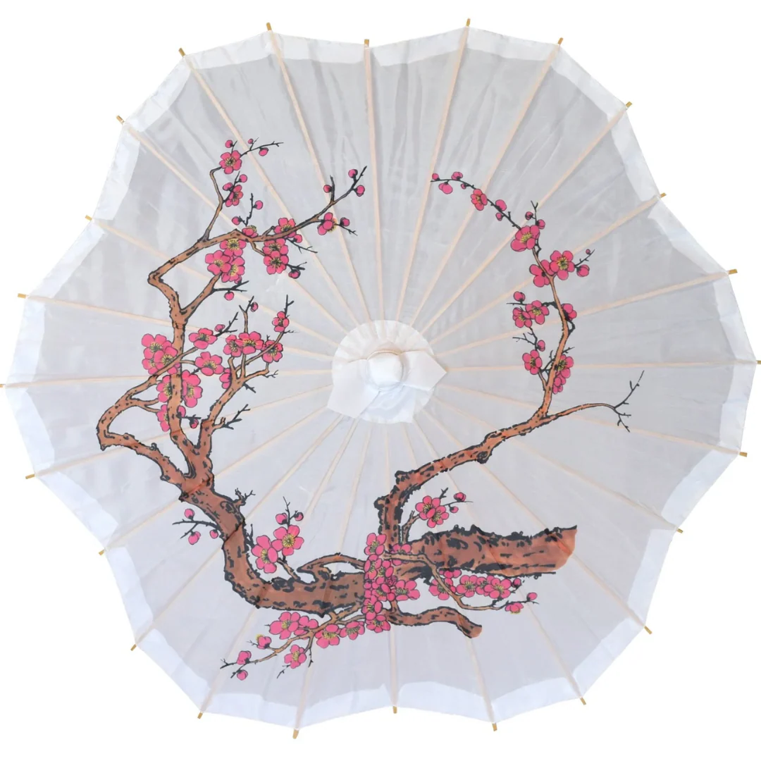 Scallop Shaped Cherry Blossom Printed Paper Parasol