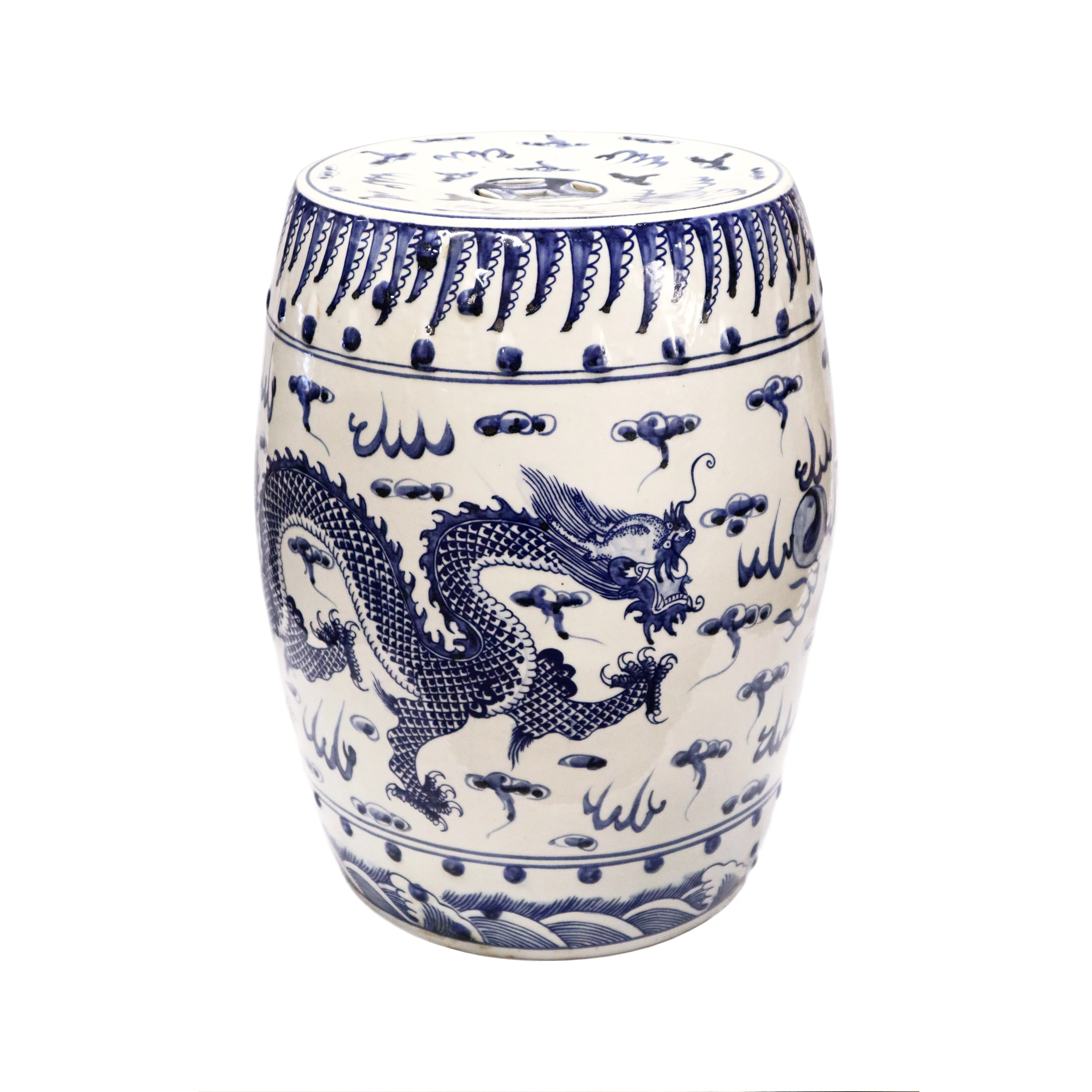 Blue on White Dragon Ceramic Pedestal