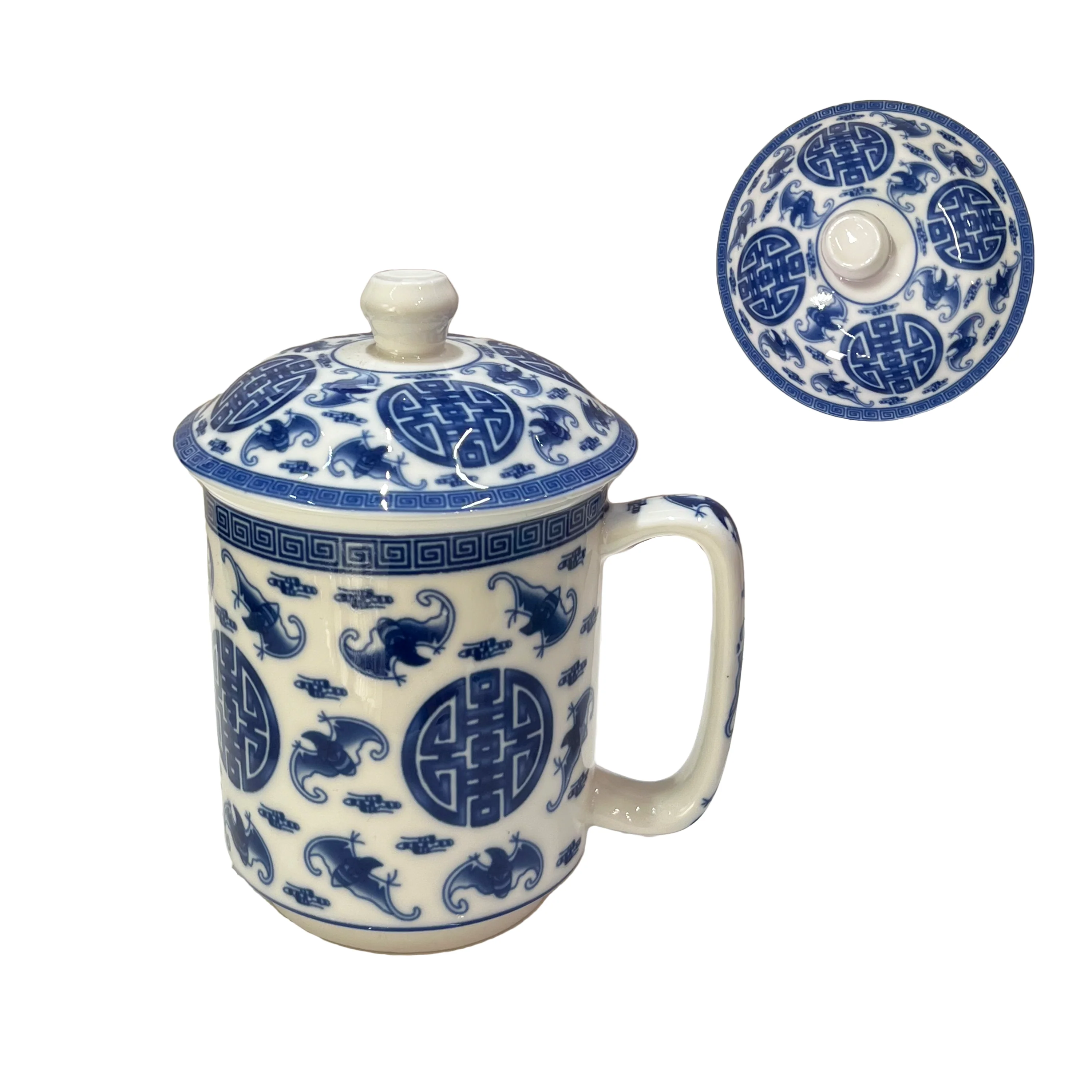 Blue on White Ceramic Mug with Lid (Assorted Designs) - Image 6