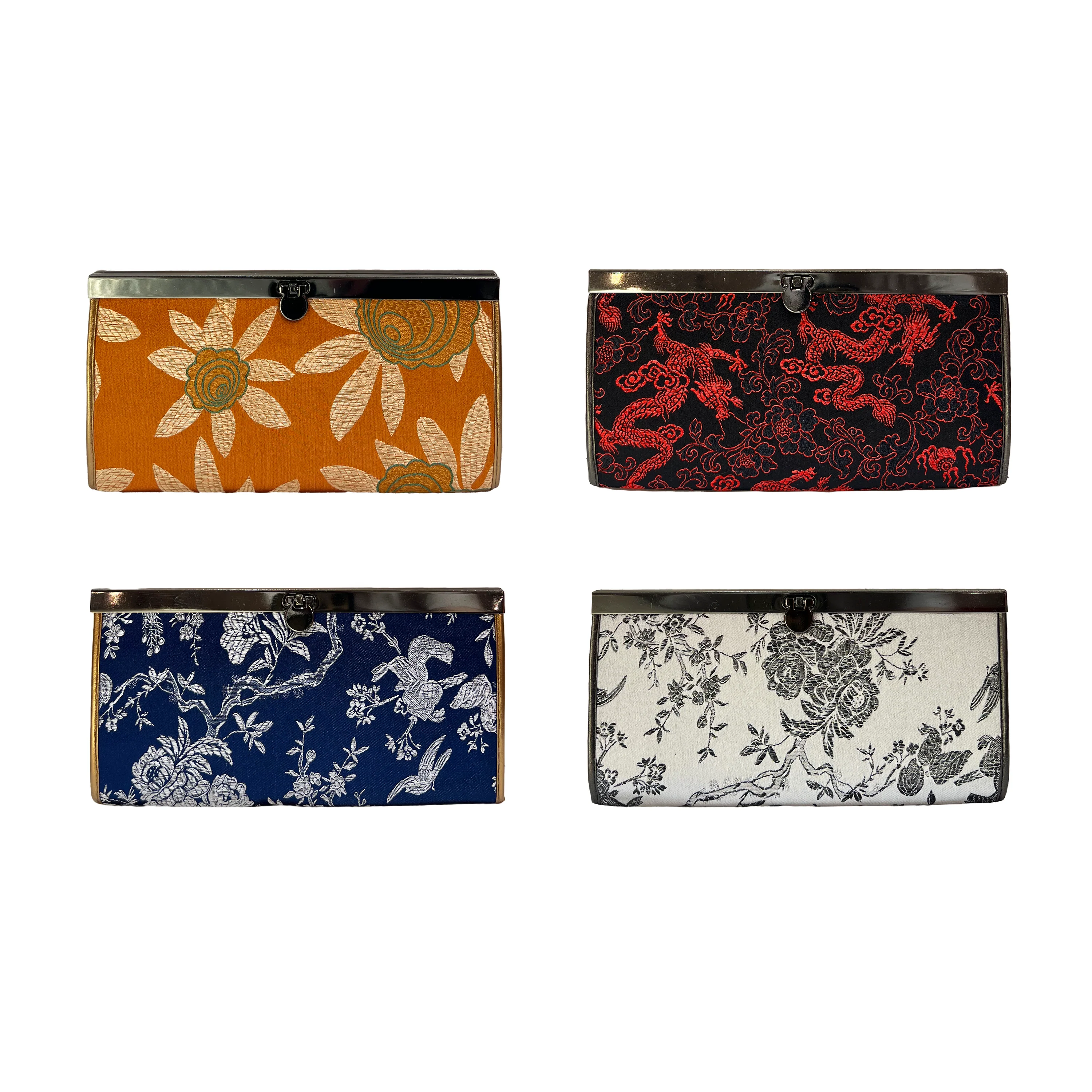 Brocade Clutch Wallet with Flip Lock