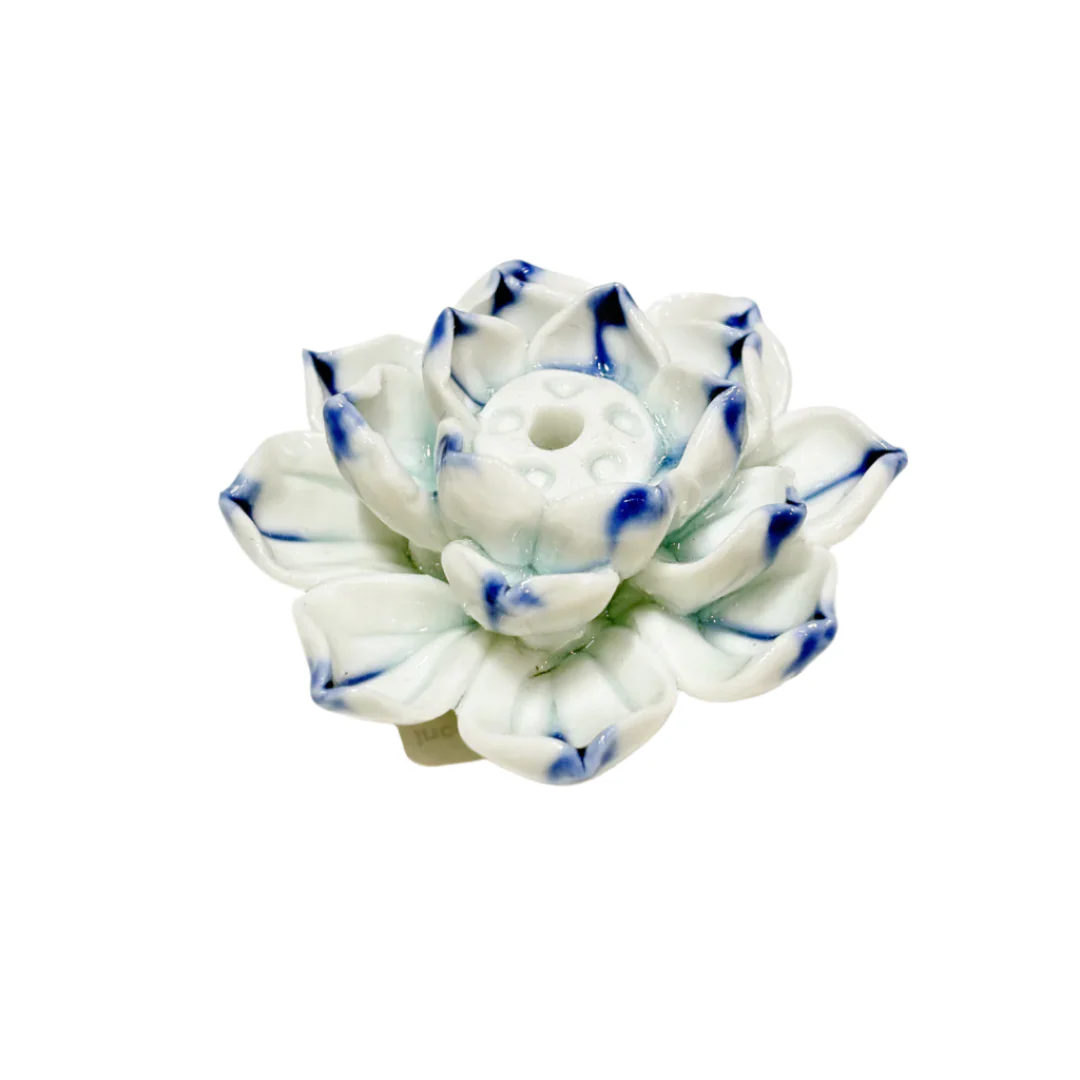 Ceramic Lotus Incense Holder - Blue