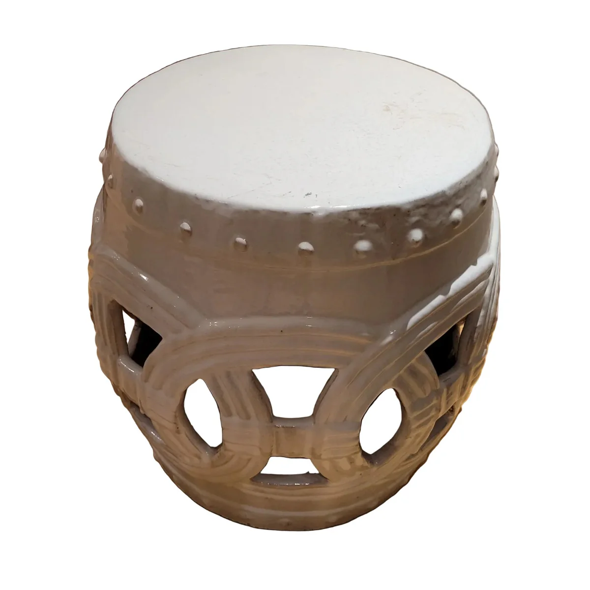 Ceramic Garden Stool with Double Coin Design - Image 2