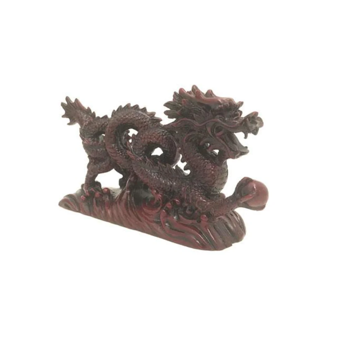 Dragon with Pearl Figurine - 8" Long
