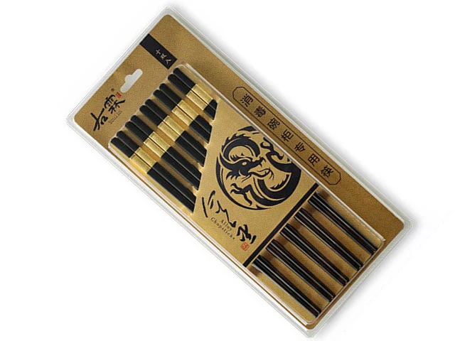 Fortune Design Black Alloy Chopstick Set - 10 pairs