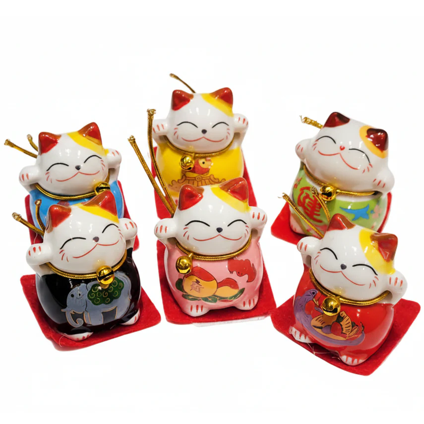 Mini Ceramic Lucky Cat - 1.5"