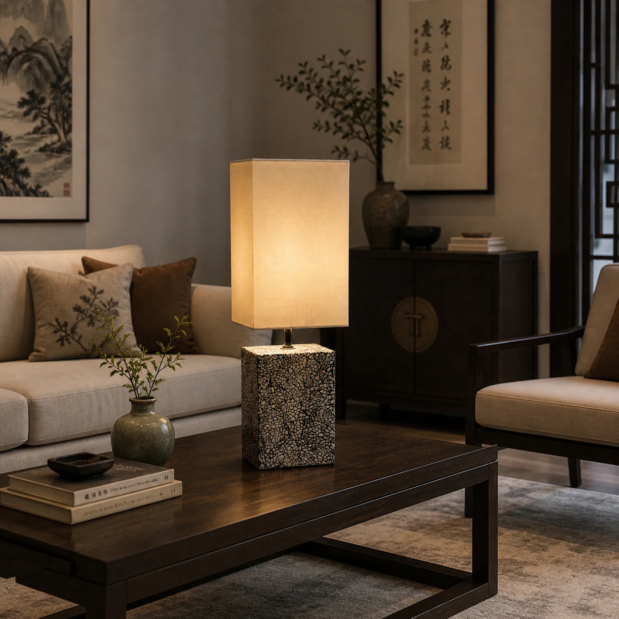 Mosaic Mother-of-Pearl Table Lamp - Image 3