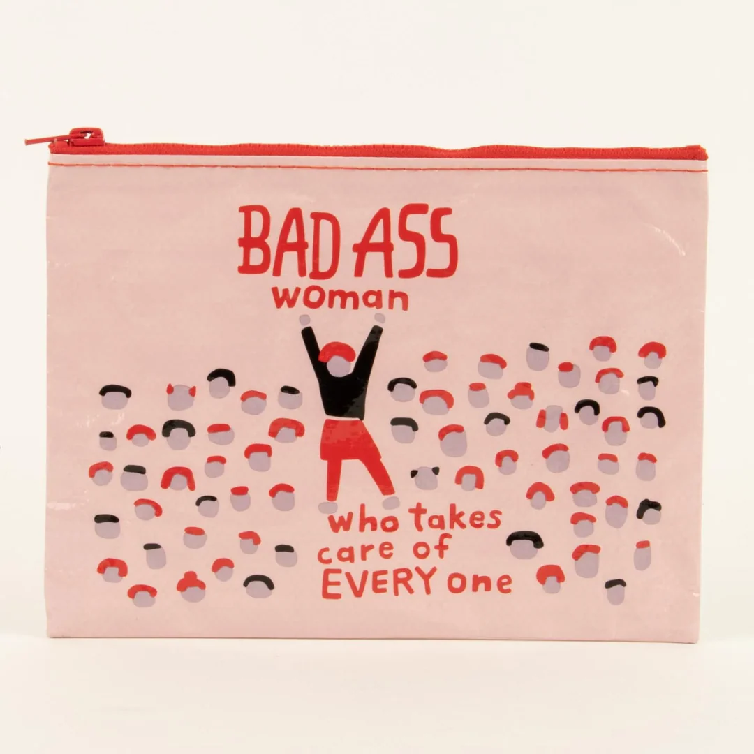 Nylon Zipper Pouch: Bad Ass Woman