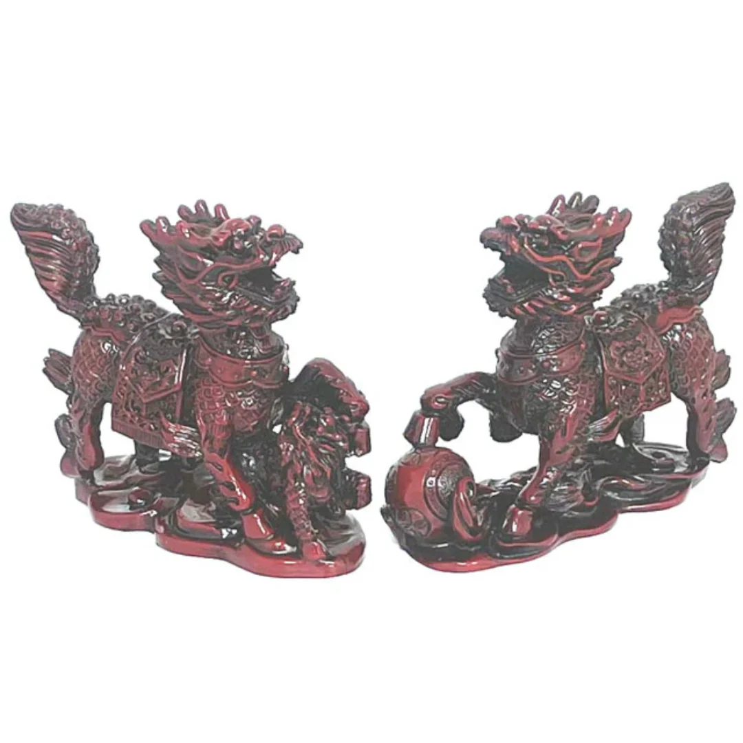 Resin Qi Ling Figurine Set - 5.5" x 4.5"H